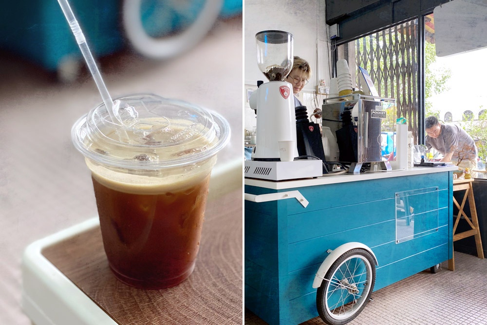 Lemonade coffee (left). Wooca’s iconic blue cart (right). — Picture by CK Lim