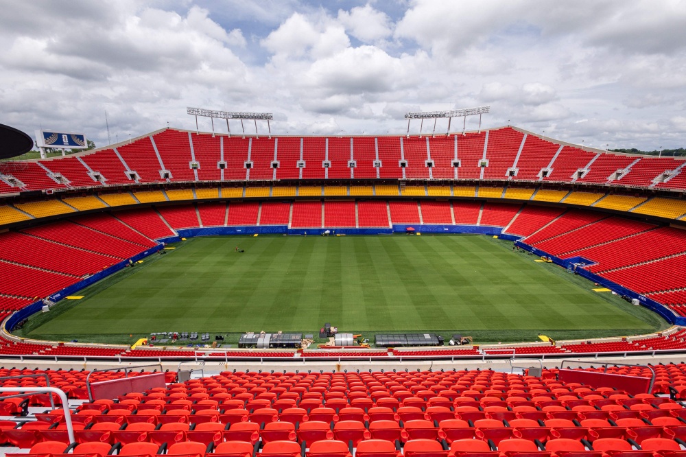 The pitch at Kansas City Stadium — temporarily renamed from Arrowhead for the 2026 FIFA World Cup — awaits final touches in Kansas City, Missouri, May 29, 2026. — AFP pic