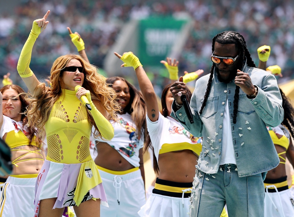 Shakira and Burna Boy perform during the opening ceremony before the match between Mexico and South Africa. — Reuters pic