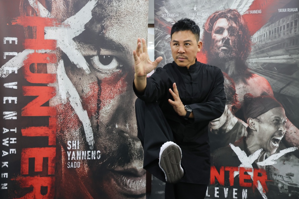 Shi Yanneng posing for his upcoming Malaysian feature Hunter Eleven: The Awaken where Shi stars as SADD, the lead character. — Picture by Yusof Mat Isa