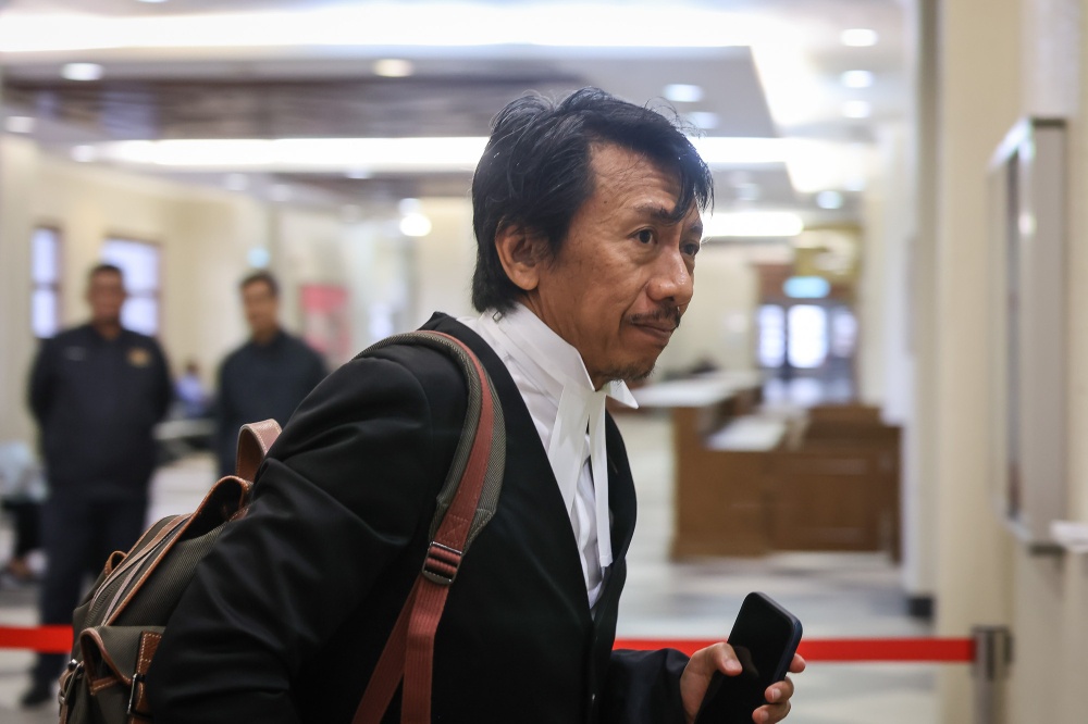 Lawyer Datuk Amer Hamzah Arshad is pictured at the Kuala Lumpur High Court Complex on July 14, 2026. — Picture by Yusof Isa