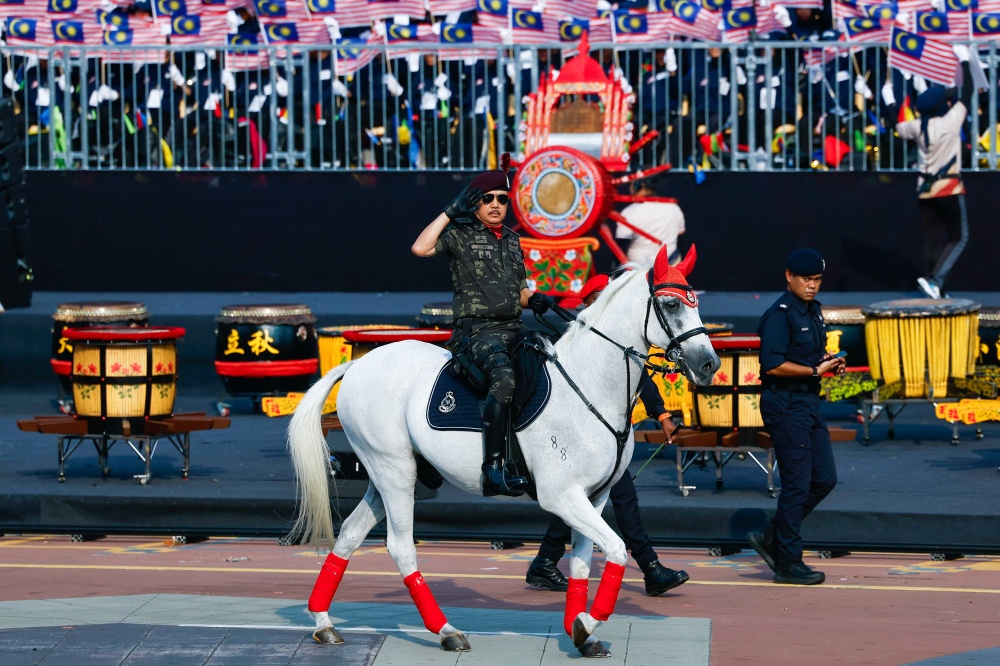 Inspector General of Police Commissioner Datuk Seri Mohd Yusri Hassan Basri during the full rehearsal for the 69th National Day parade themed ‘Malaysia Madani: Kesejahteraan Dinikmati’ at Dataran Putrajaya August 29, 2026. — Bernama pic