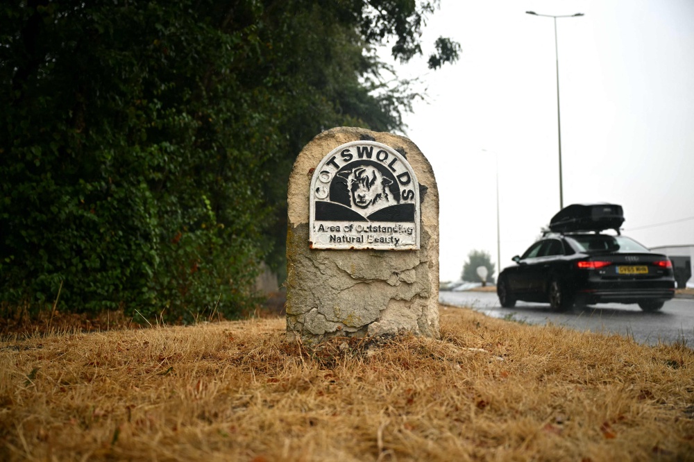 A sign for the Cotswolds is pictured in Chipping Norton, north west of London on August 27, 2026. Prince Harry, his wife Meghan and their two children landed August 16 in Britain, UK media reported, after the shock news emerged last week they would be relocating from the United States. — AFP pic