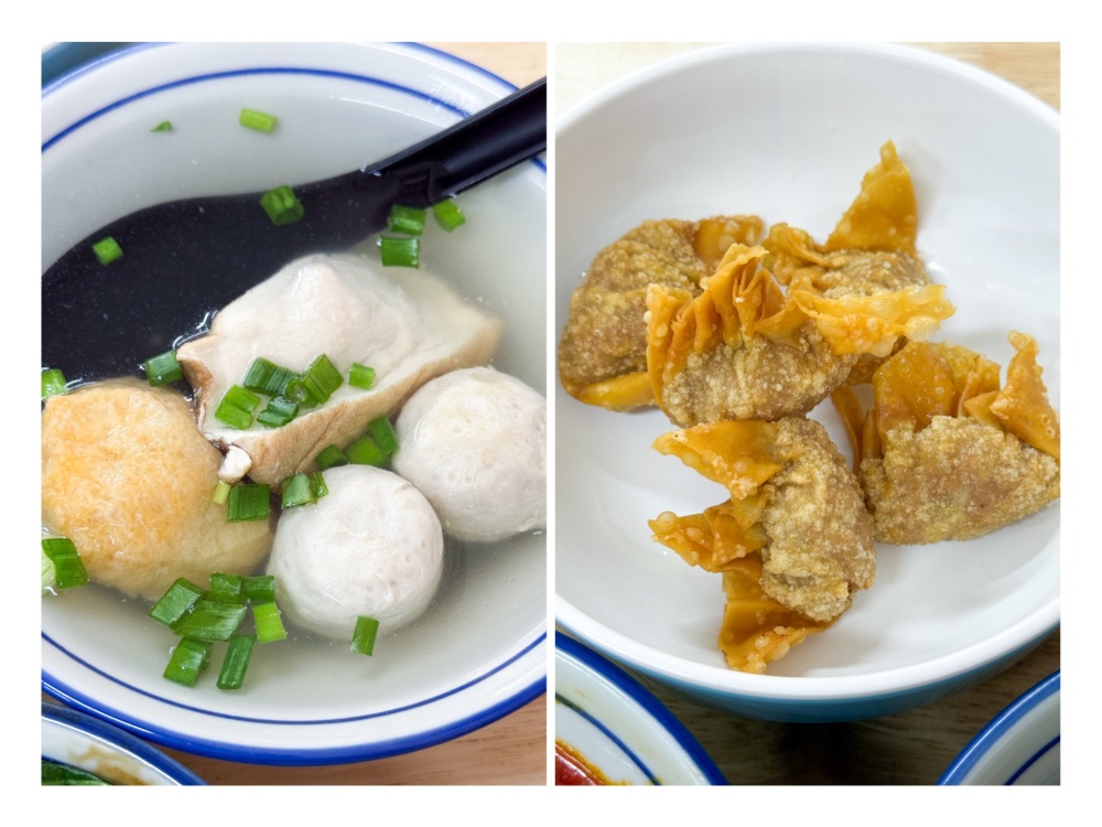 Yong Toufu and Toufu Puff (left) features a pork filling. Fried Wantans (right) are crunchy bites stuffed with the same pork filling. — Picture by Lee Khang Yi