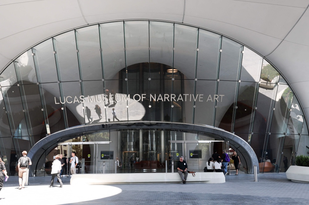 The entrance of the Lucas Museum of Narrative Art in Los Angeles opens to the public on September 22, 2026. — AFP pic