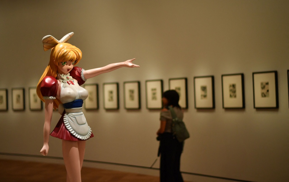 Takashi Murakami’s ‘Miss Ko’ statue is displayed in the Manga room during a press preview of the Lucas Museum of Narrative Art in Los Angeles. — AFP pic