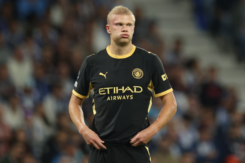 Manchester City’s Norwegian forward #09 Erling Haaland reacts during the Uefa Champions League first round day 1 football match between FC Porto and Manchester City at Dragao stadium in Porto on September 8, 2026. — AFP pic