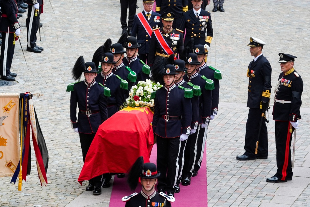 The casket carrying late King Harald V is taken to the royal mausoleum in the crypt at Akershus Castle after  after the state funeral at the Cathedral in Oslo, Norway, on September 9, 2026. Harald, who died on August 28, 2026 at the age of 89, will be laid to rest in the crypt of the royal mausoleum of Akershus Castle, a medieval fortress overlooking Oslo Fjord, after a service at the Oslo Cathedral. — Terje Pedersen/Pool/AFP pic