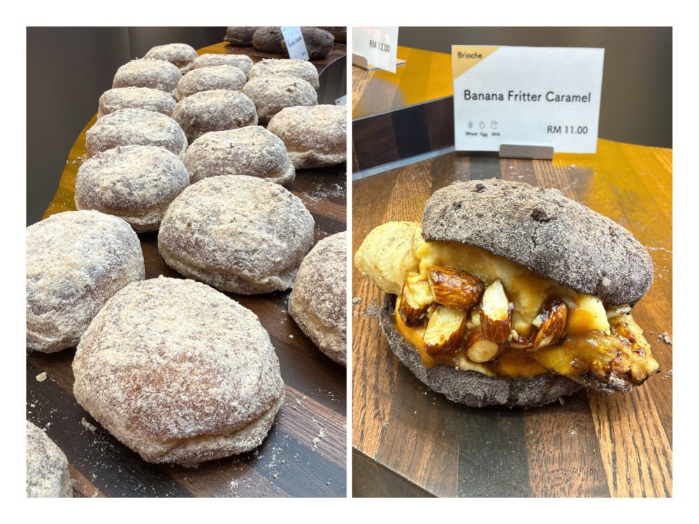 I'm donut? Original (left) may look plain but it's all about texture with a crisp crust and light, airy interior. Inspired by 'goreng pisang', this is the Banana Fritter Caramel (right). — Pictures by Lee Khang Yi