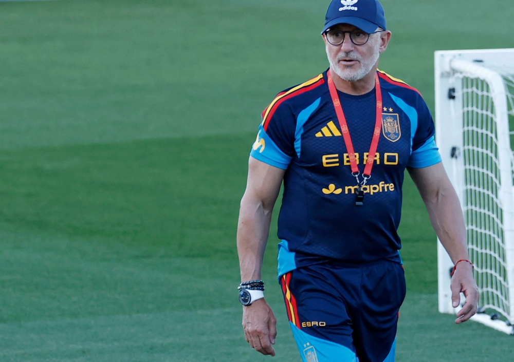 Spain’s coach Luis de la Fuente looks on during a training session ahead of Spain’s UEFA Nations League football match against England at the Ciudad del Futbol in Las Rozas, outside Madrid, on September 22, 2026. — AFP pic