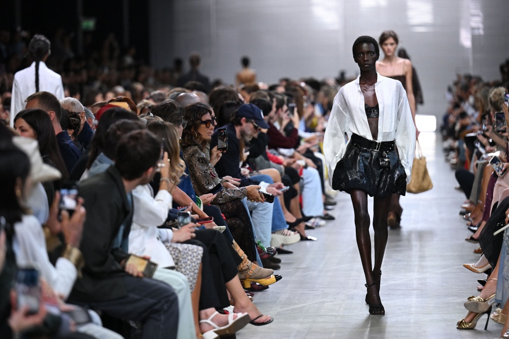 A model walks the runway during the Ermanno Scervino collection show as part of Women’s Spring/Summer 2027 Milan’s fashion week September 26, 2026. — AFP pic 