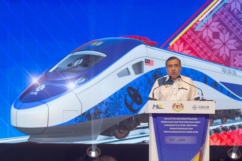 Transport Minister Anthony Loke challenged MRL and CCCC in August 2026 to bring forward the start of ECRL operations to mid-December. — Picture by Raymond Manuel
