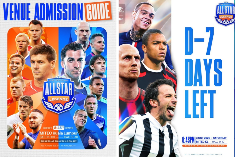 The AllStar Legends event, organised by AllStar Sports in collaboration with World Football Legends, features Premier League icons including Ryan Giggs, Steven Gerrard, Michael Owen, John Arne Riise and Eidur Gudjohnsen, alongside international stars such as Alessandro Del Piero, Jaap Stam and Fernando Morientes. — Picture from Facebook/AllStar Sports 