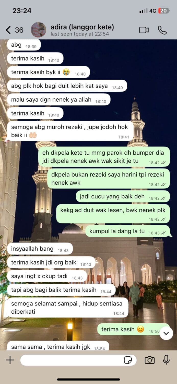 Image from: 婆孙二人撞车后留信附RM206赔偿！大马车主分文不取还掏钱援助！