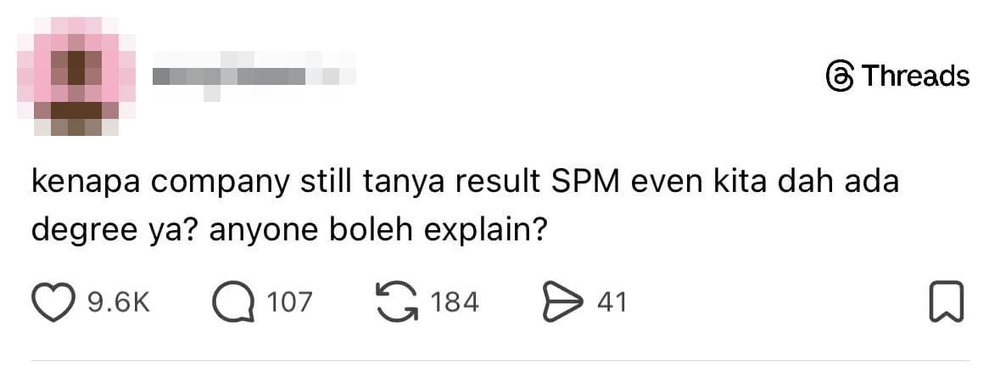 Image from: 明明已有Degree文凭！大马女子不解面试官为何还要看SPM！