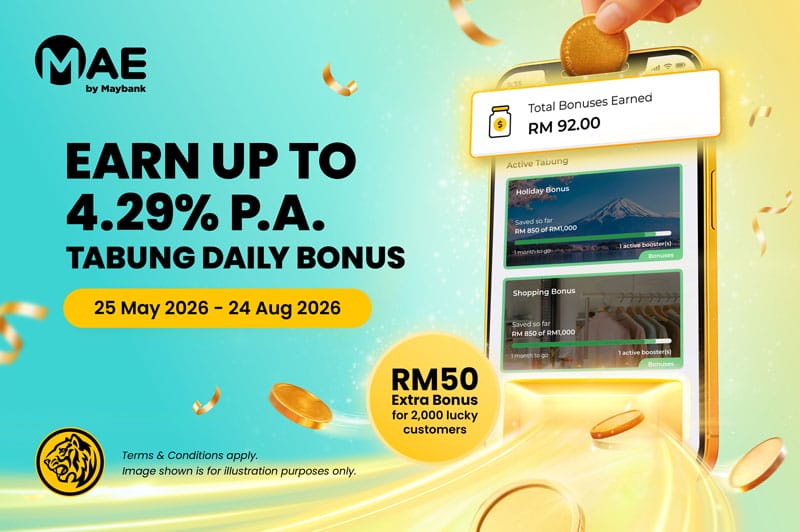 Image from: 存钱也能「赚Bonus」!Maybank 新功能最高可赚 4.29% p.a.!