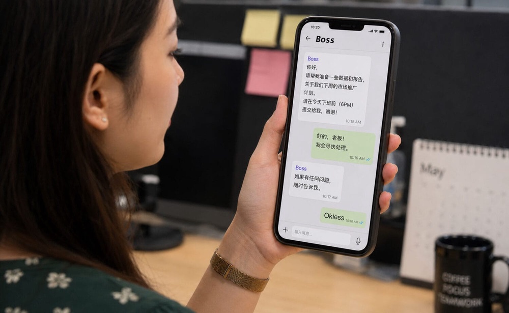 Image from: 大马员工回复「Okiess」竟被老板骂！网友吵翻：这样也有错？