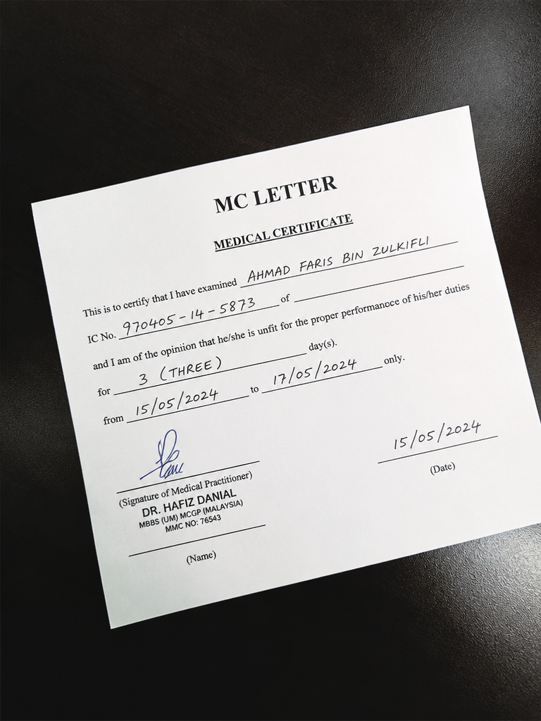 Image from: 自己开MC给自己!大马2男DIY「假MC」给公司,还冒用医生名字和签名!
