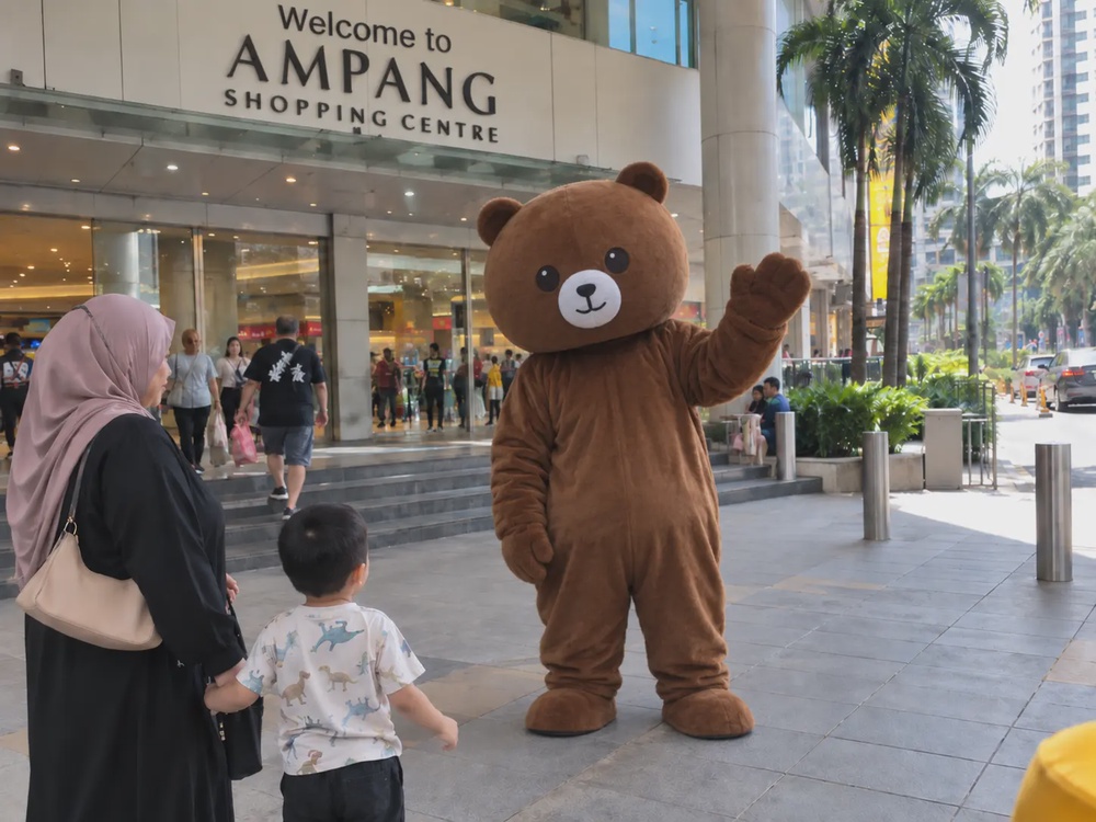 Image from: 罗兴亚人乞讨出新招！在Ampang商场穿熊熊人偶装，主动抱住路人后讨钱！