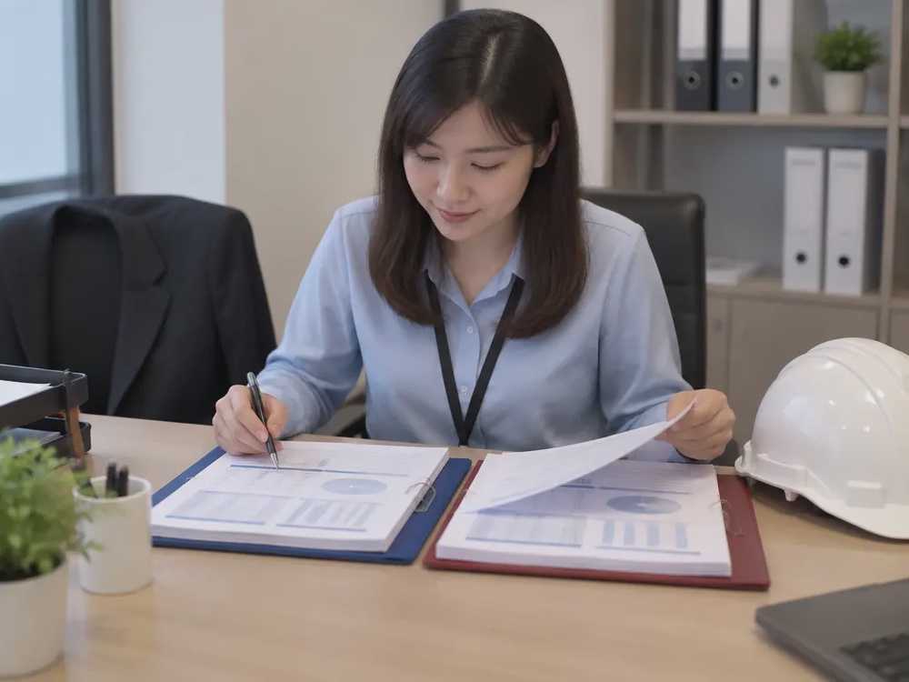 示意图：企业人事员工对照检视高层与基层员工的花红资料。