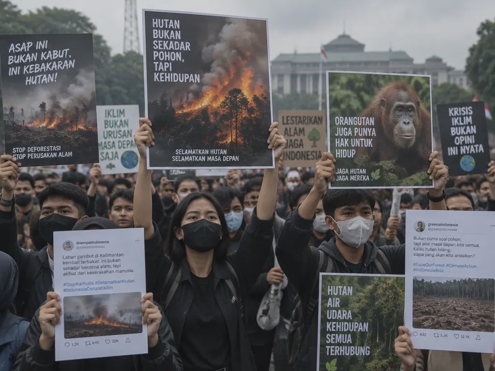 Image from: 印尼林火烧不停、严重烟霾引爆民怨!民众上街抗议,中央与地方政府因灭火责任互相推责!