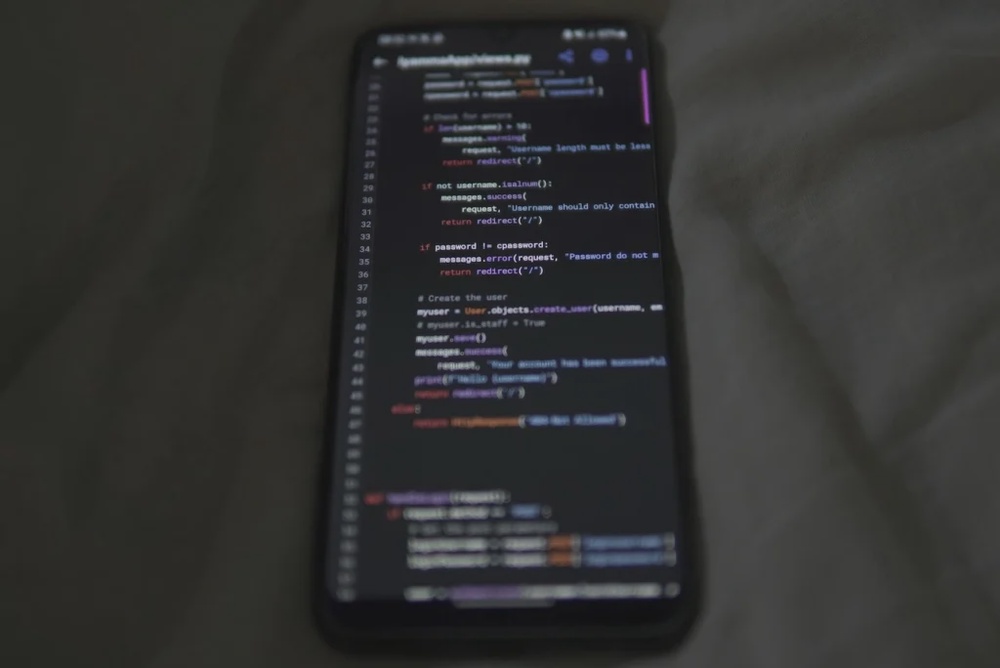 Mobile app development code on smartphone for Flutter e-commerce apps