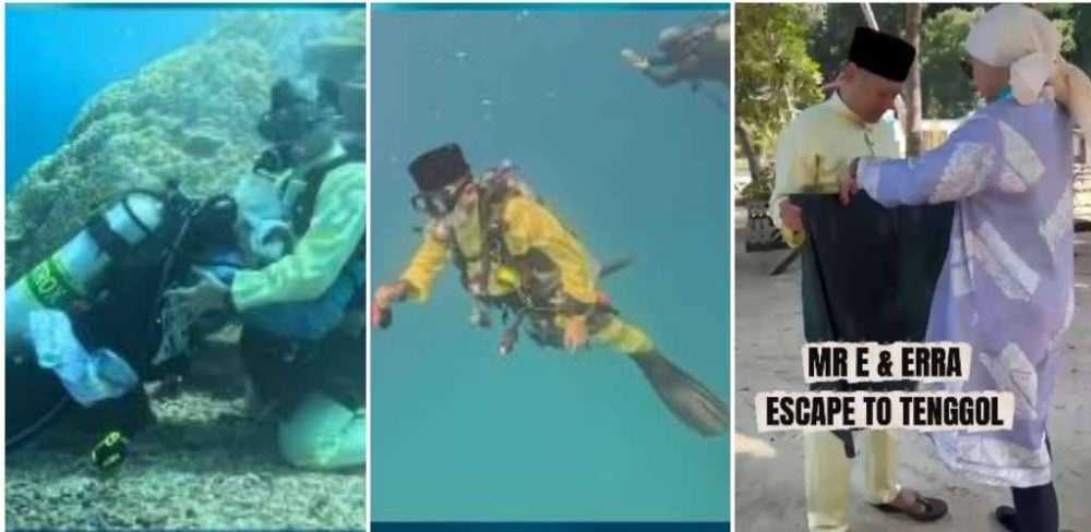 Image from: Raya Underwater! Erra Fazira & suami cipta kenangan luar biasa, buat ramai teruja- ‘Bermaafan di dasar laut, rare betul’