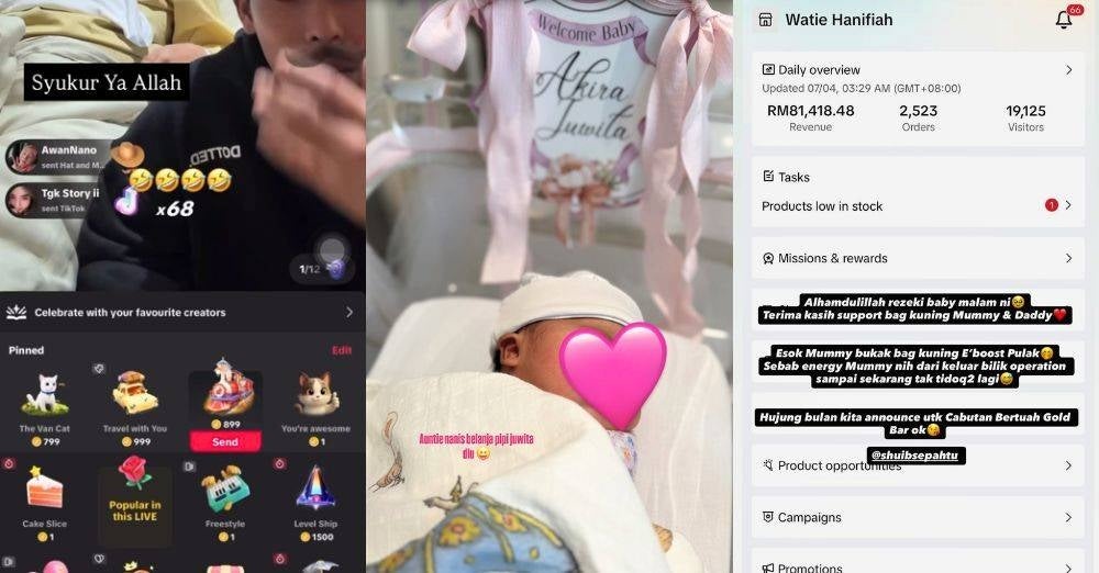 Image from: Rezeki Akira Juwita Zahra! Shuib & Watie terkesima terima gift TikTok, jualan cecah RM81,000