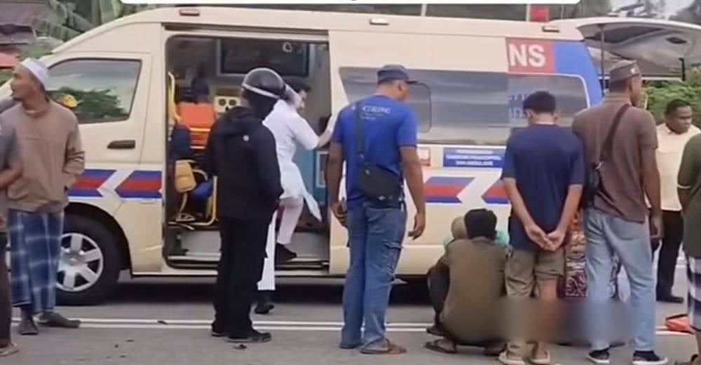 Image from: Ibu sedih 4 kali pengsan, anak cucu terbaring atas jalan, paha anak perempuan dipotong elak komplikasi. 'Tak nak ke sekolah rupanya petanda, gerak lewat, tak sempat sarapan'