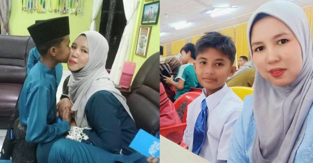 Image from: Dipinjamkan 13 tahun, ibu pilu Amir Ashraf sudah tiada. Pendarahan kepala dan paru-paru berair punca tidak sedarkan di asrama. 'Al-Fatihah anak syurga umie...'
