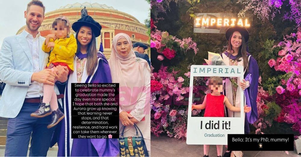 Image from: 'Malam panjang, syif on-call, tesis...' Dr Amalina graduasi PhD Imperial College London, kongsi pengorbanan di sebalik kejayaan, luahan buat 2 puteri