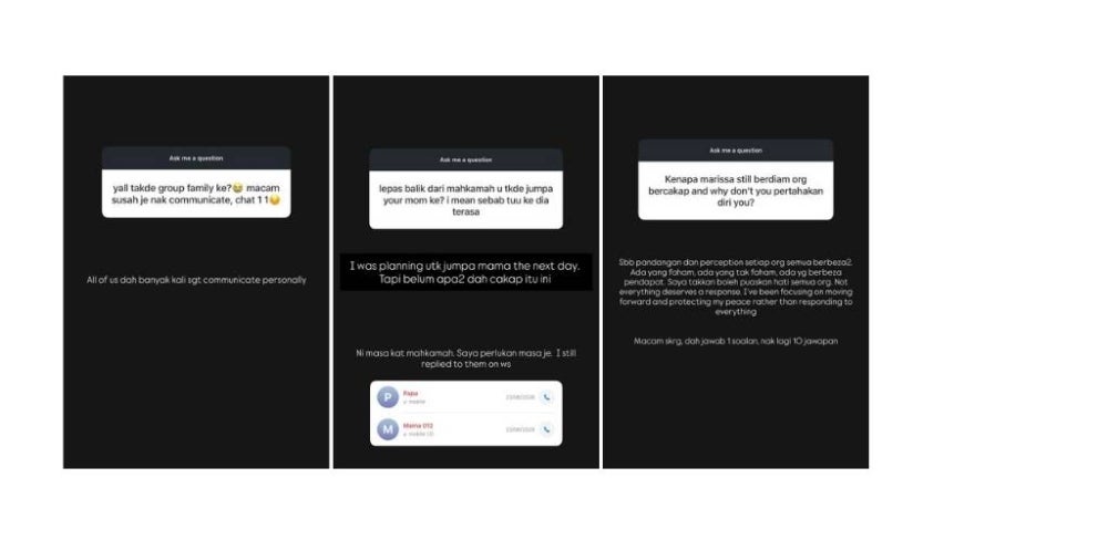 Image from: 'Saya menangis, sedih mama tiada…' – Marissa Dania nafi ketepikan Abby Abadi, jawab isu mesej ‘forward’ & kongsi pesanan abang
