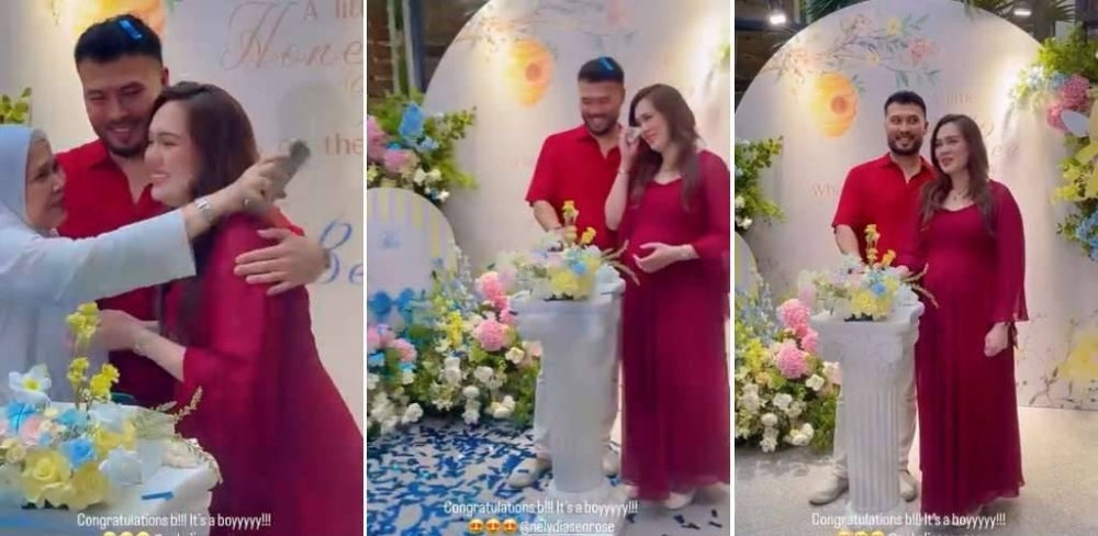 Image from: Nelydia Senrose sebak di majlis 'gender reveal', ucapan romantis suami bikin hati tersentuh: 'Terima kasih jadi isteri hebat...'