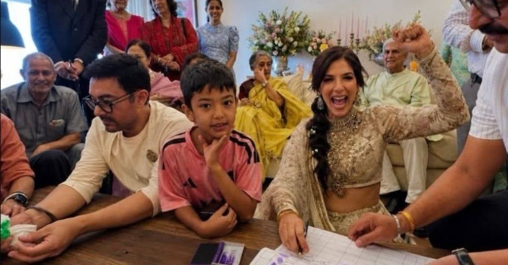 Image from: Cinta sempurna pada usia 61 tahun, Aamir Khan sah bergelar suami Gauri Spratt