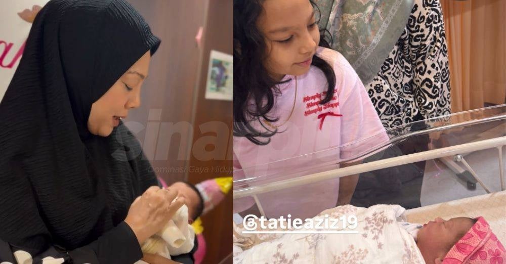 Image from: 'Welcome to the world Aisa Zaina.' Shiera, Jatt Ali timang cucu kedua
