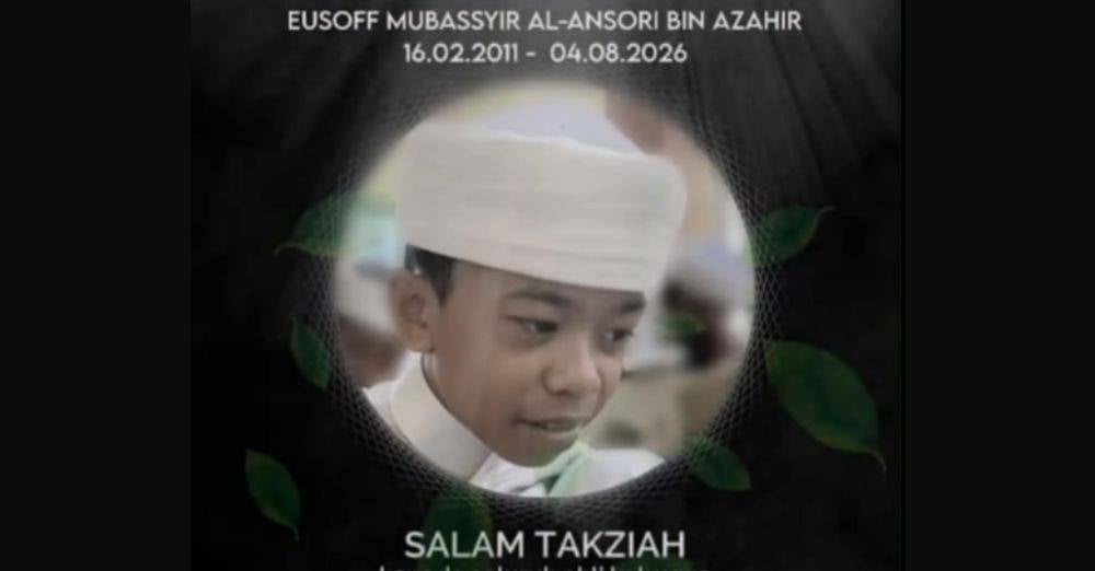 Image from: 'Anak yang baik, pelajar pintar & hafal 18 juzuk...' Remaja 15 tahun Eusoff Mubassyir derma organ, walk of honour menyentuh hati