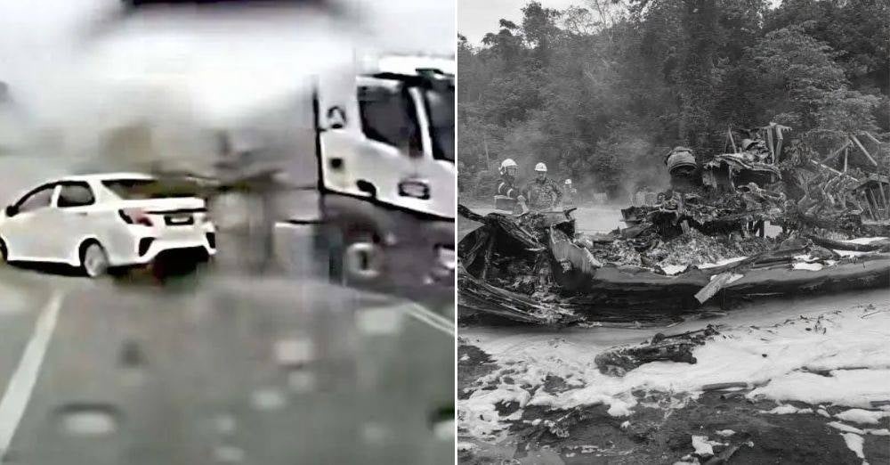 Image from: Pilu! Tragedi kereta terbakar dihempap lori tangki, dua insan tersayang pergi selamanya, suami luah rasa kosong. 'Tengah nak kumpul jiwa balik'