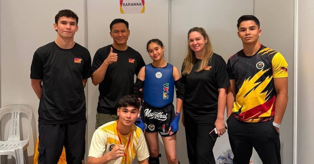 Image from: Ikut jejak 3 abang, Mia Ghazali raih emas Muay Thai SUKMA. '2022, 2024, 2026 berturut-turut daripada keluarga Ghazali untuk Sarawak'