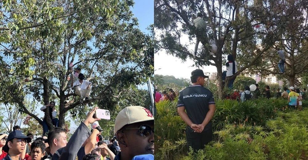 Image from: Isteri panjat pokok tonton perarakan Hari Kebangsaan, jawapan Sufian Suhaimi bikin terhibur. 'Aku tak ajak, dia yang nak ikut'