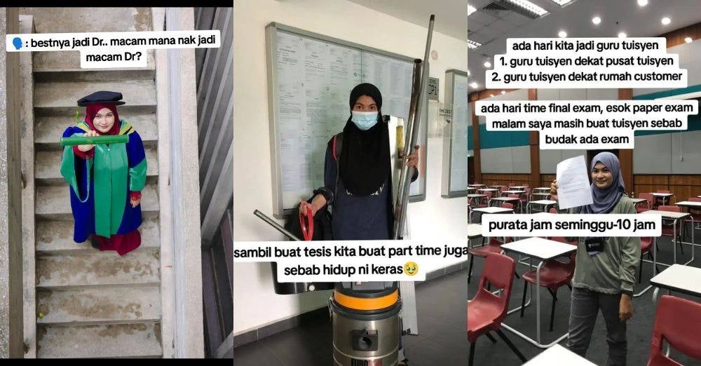 Image from: Bekas 'akak cleaner' kini bangga bergelar pensyarah universiti, buktikan kerja keras membuahkan hasil — 'Kali pertama datang KL hanya ada RM20'