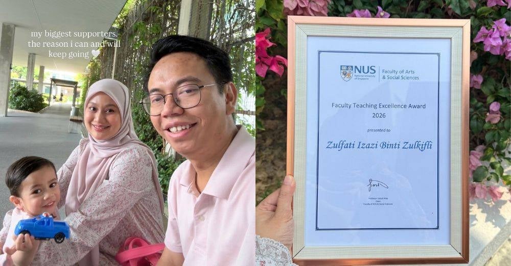 Image from: Inspirasi! Anak aktor Zulkifli Ismail, Dr Izazi raih anugerah kecemerlangan National University of Singapore, bangga ajar Bahasa Melayu