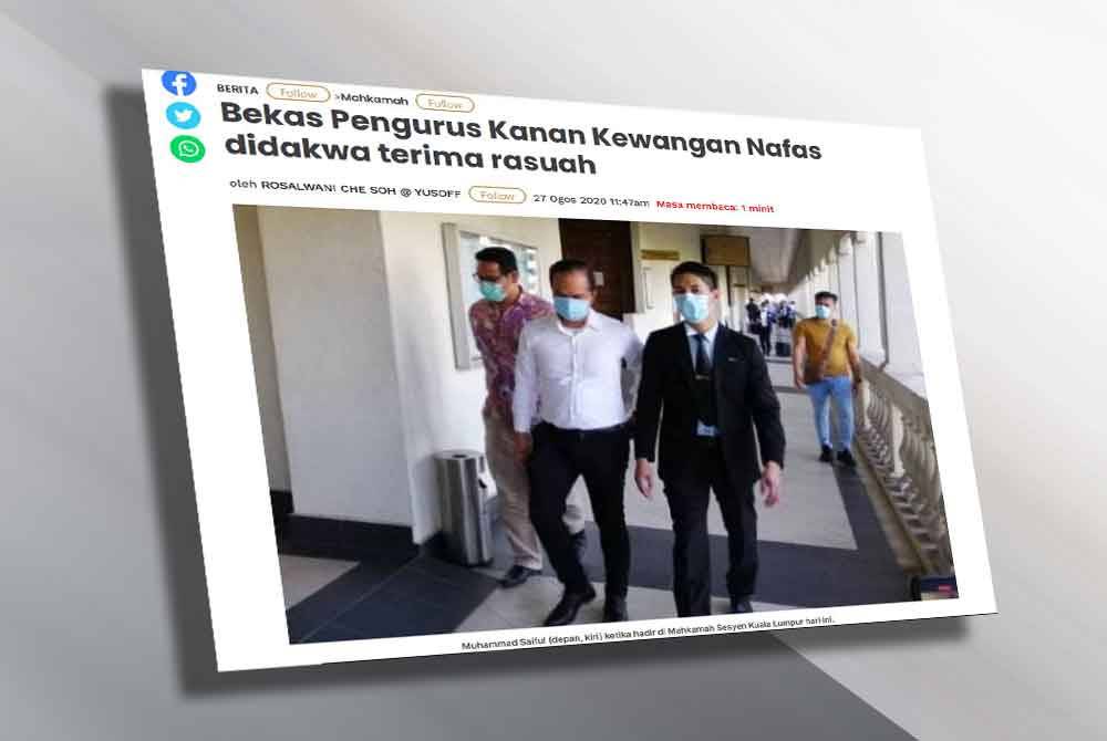 Rasuah: Hukuman penjara, denda bekas pengurus kanan kewangan Nafas ...