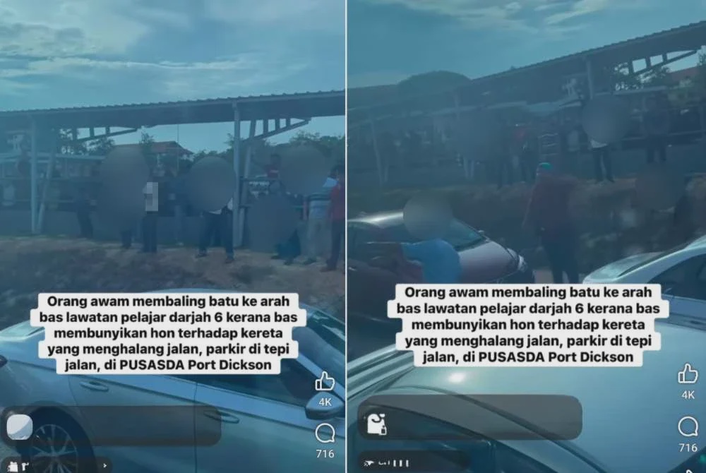 Kecoh bas rombongan murid sekolah dibaling batu