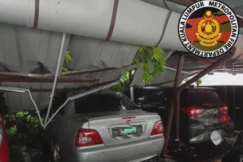 Image from: Lima kenderaan rosak dihempap pokok