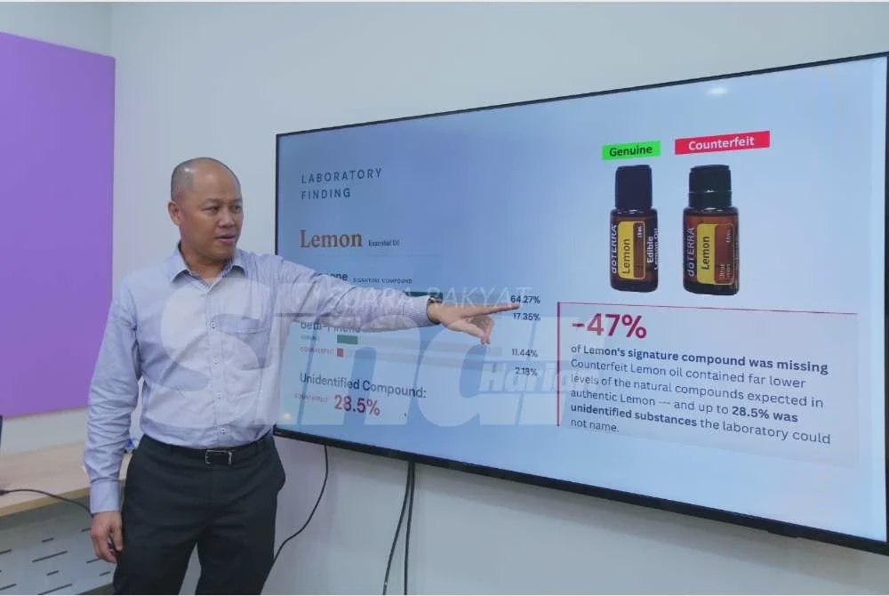 Image from: Lebih 3,000 botol minyak esensial tiruan berisiko cetus alahan, gangguan pernafasan dirampas