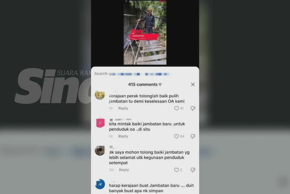 Image from: Jambatan tempat Jaslinda ditemui selamat dapat perhatian kerajaan negeri