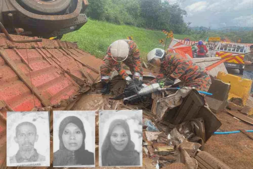 Image from: Treler terbabas hempap kereta, pemandu ada 15 rekod saman