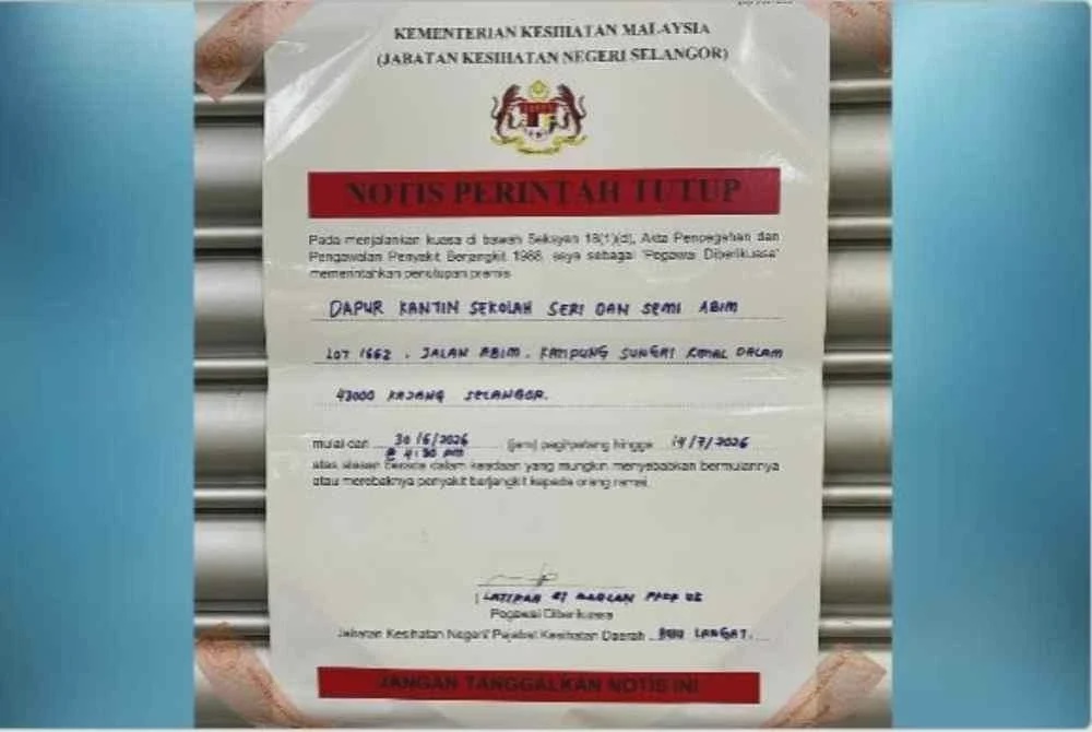 Image from: Murid alami muntah dan sakit perut, kantin sekolah diarah tutup 14 hari