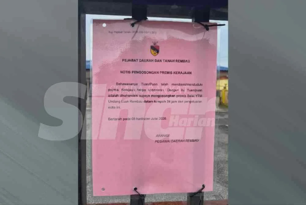 Image from: Balai Undang Luak Rembau terima notis merah, diarahkan kosong dalam tempoh 24 jam