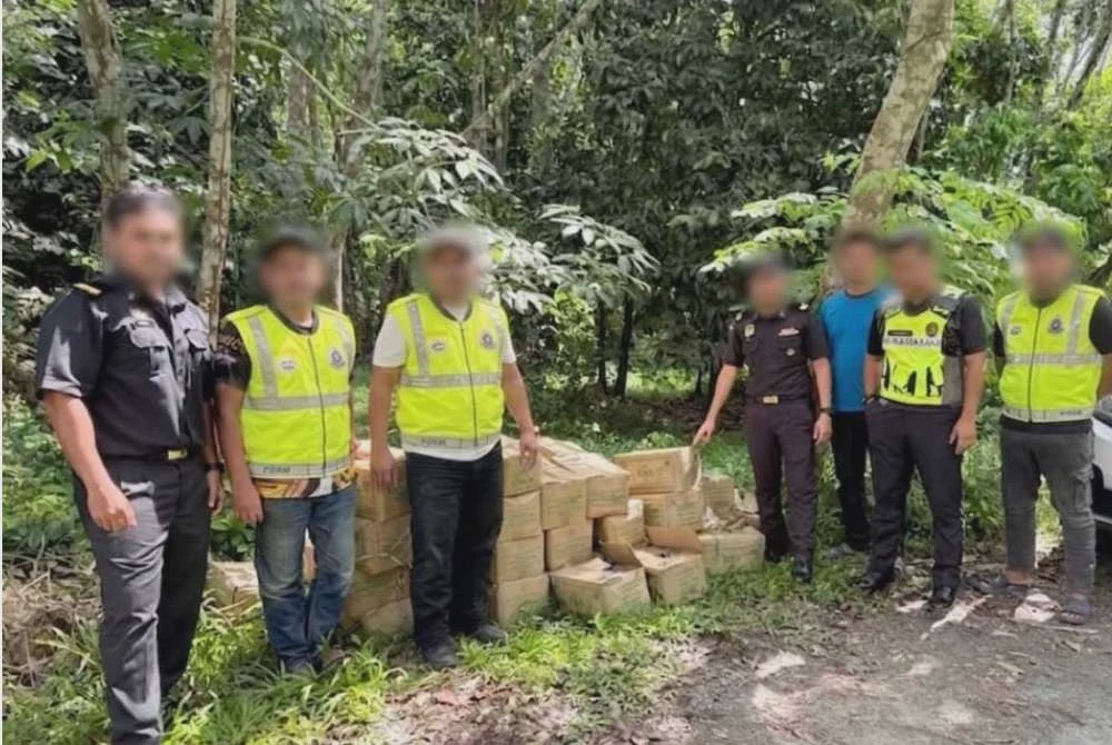 Image from: Panik diekori, penyeludup campak 595 peket minyak masak dalam semak